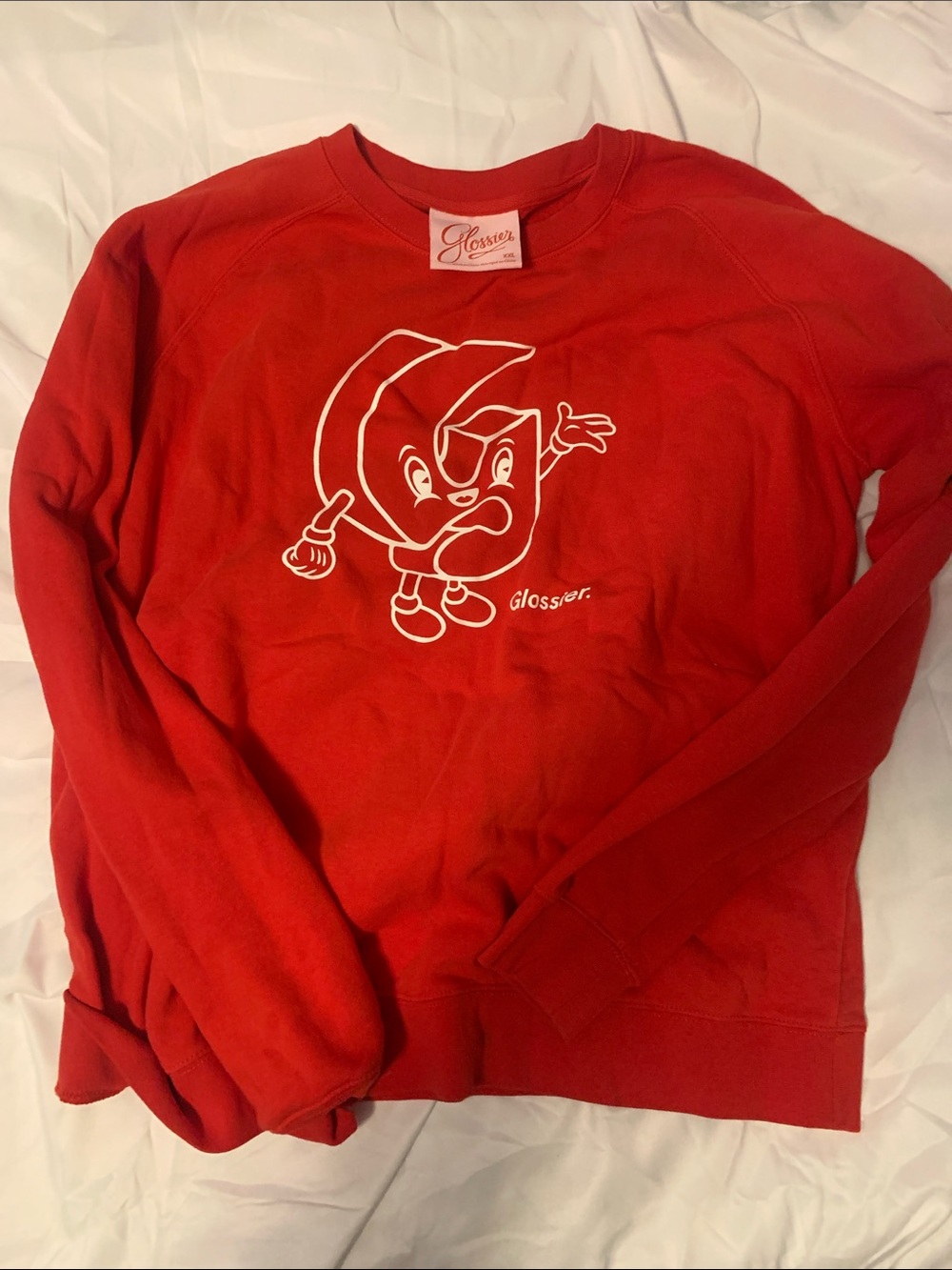 Glossier G Pal Crewneck Fleece Pullover Sweatshirt Womens Red Logo Sz XXL